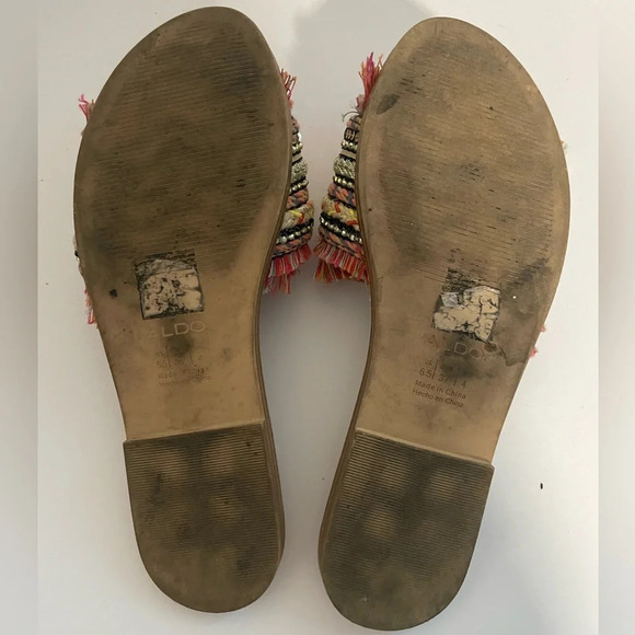 Aldo Nalani Multicolour Fringe embellished Flat Sandals -  6.5 - Picture 5 of 7